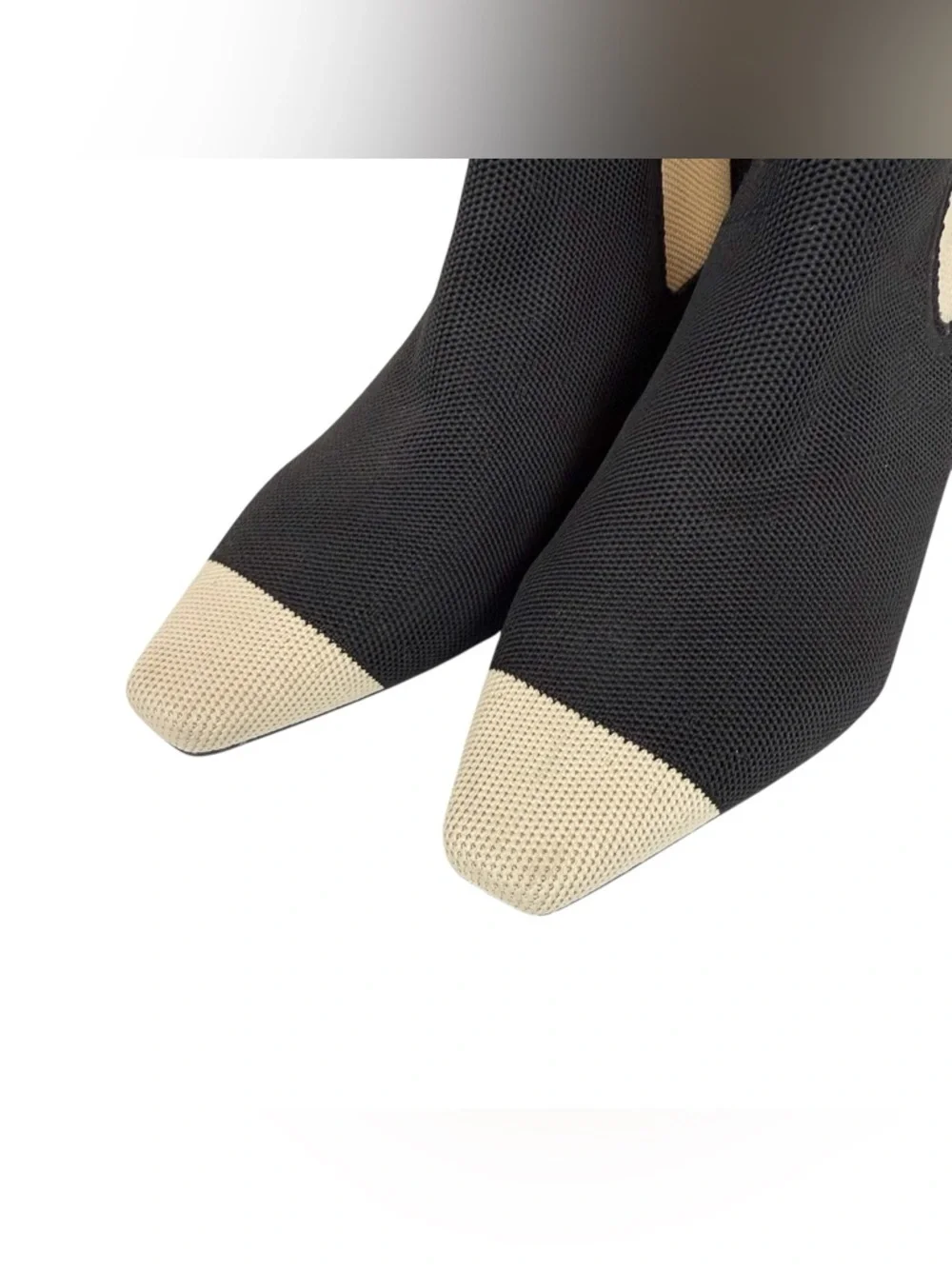 Vivaia Theresa Small Square Toe Water Repellent Boots Ivory Cream‎ Black Size 9